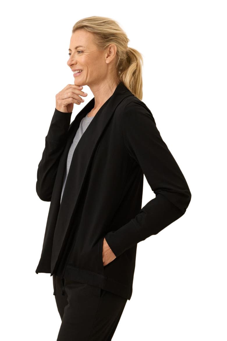Luxe Essential Swing Cardigan Made With Organic Cotton, Alternate, color, Black