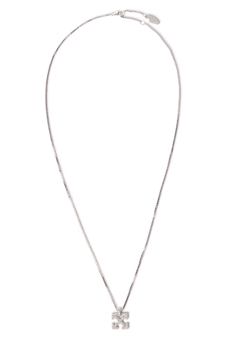 Lab Grown Diamond Pavé Arrow Pendant Necklace, Main, color, SILVER