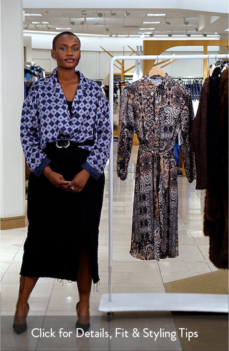 Mixed Print Long Sleeve Shirtdress, sales video thumbnail