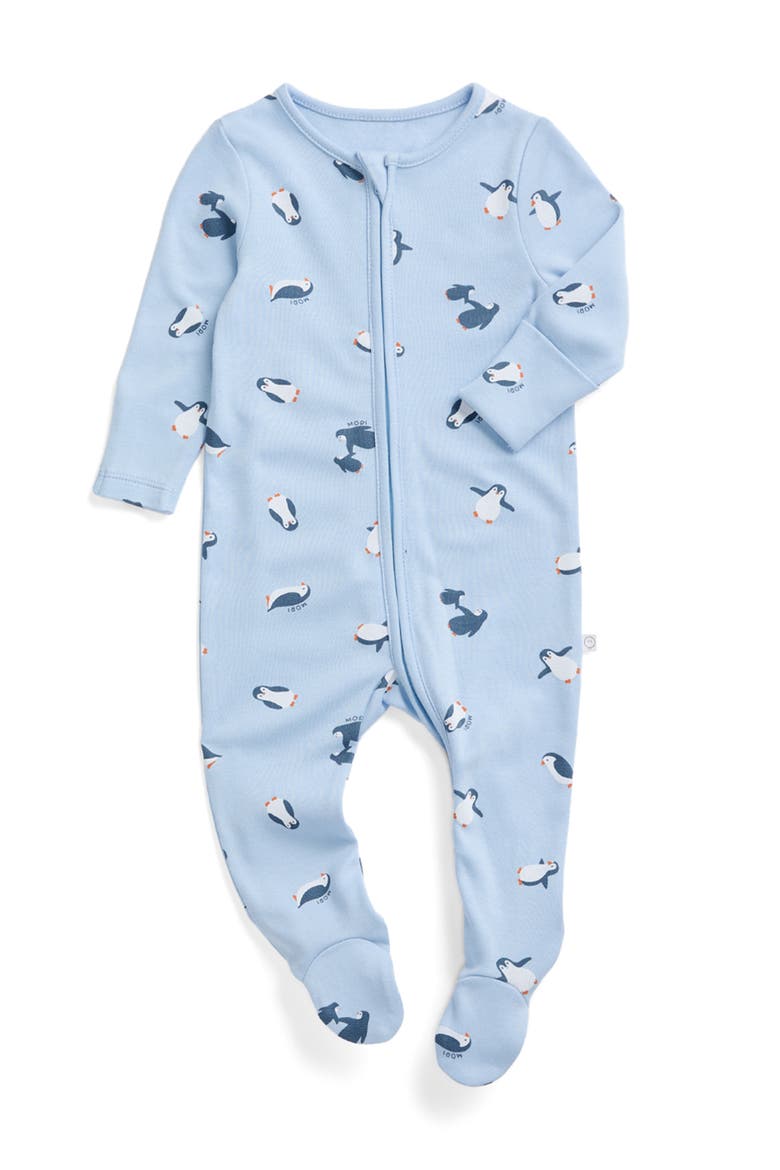 Print Two Way Zip Up Sleepsuit, Main, color, Penguins Print