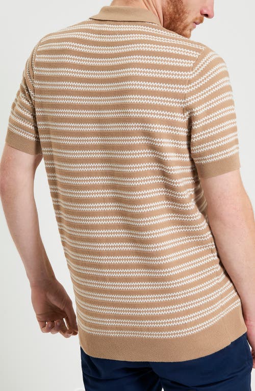 Ben Sherman Stripe Jacquard Polo In Sand