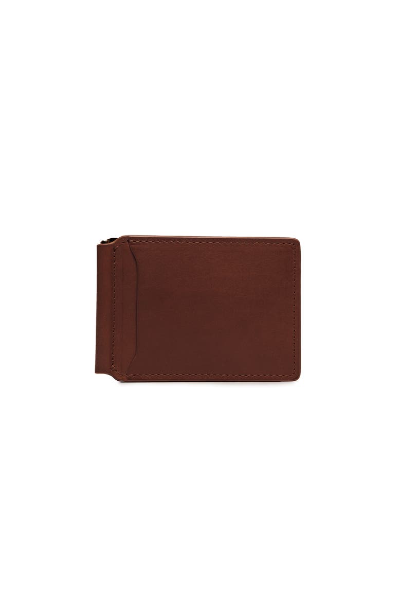 Spencer Leather Money Clip Wallet, Main, color, Brown