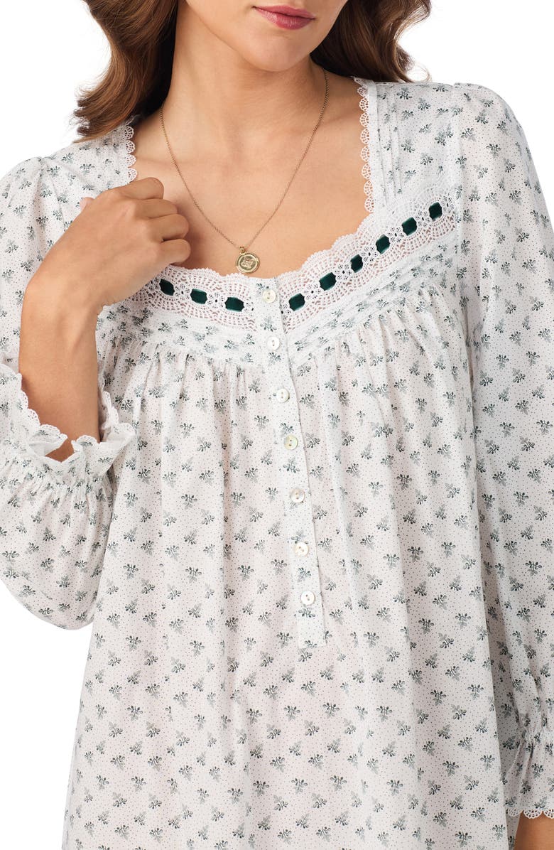 Eileen West Vintage Print Ballet Nightgown, Alternate, color, White/ Print