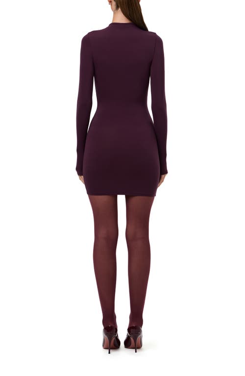 Naked Wardrobe Long Sleeve Mock Neck Minidress In Purple