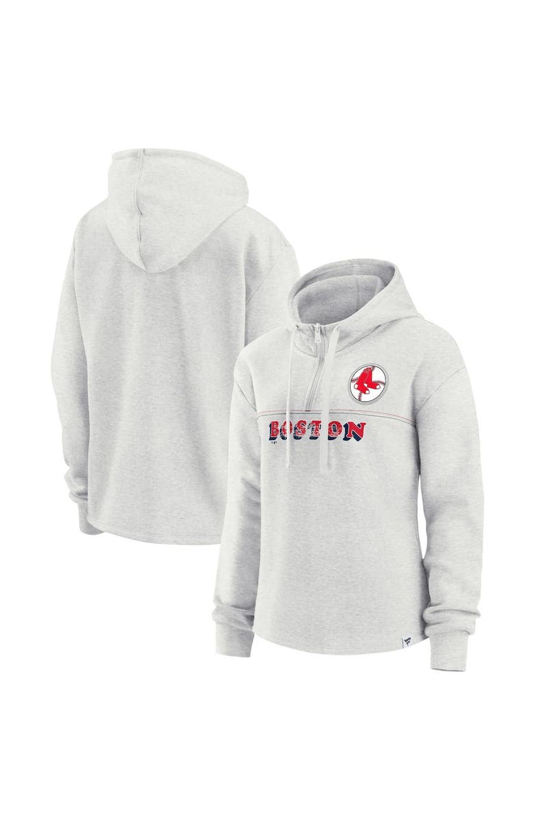 FANATICS Women's Fanatics Oatmeal Boston Red Sox True Classics Legacy Quarter-Zip Hoodie, Alternate, color, 