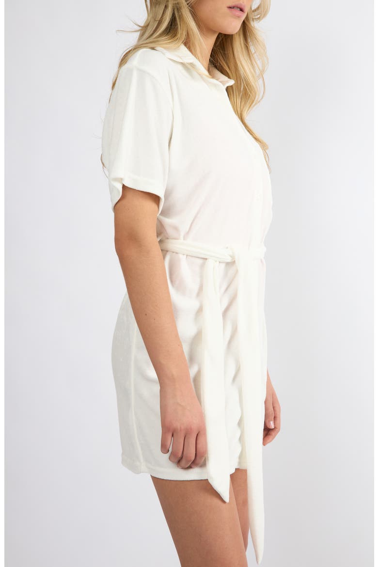 The Coastal French Terry Mini Shirtdress, Alternate, color, WHITE