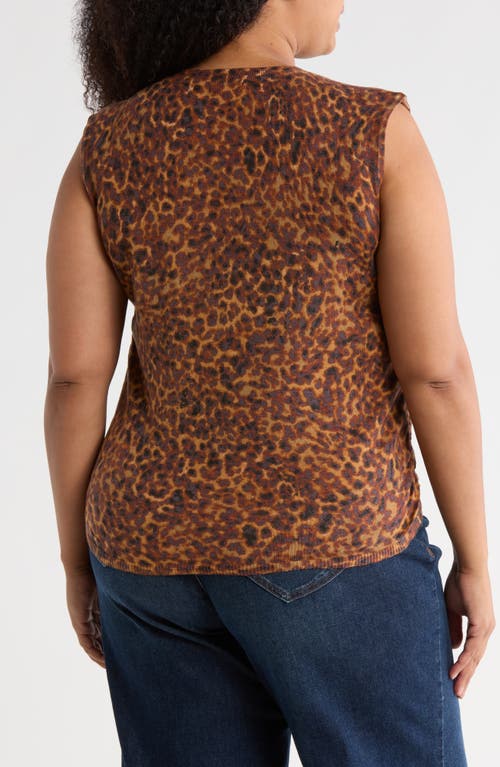 Democracy Leopard Print Sweater Vest In Brown