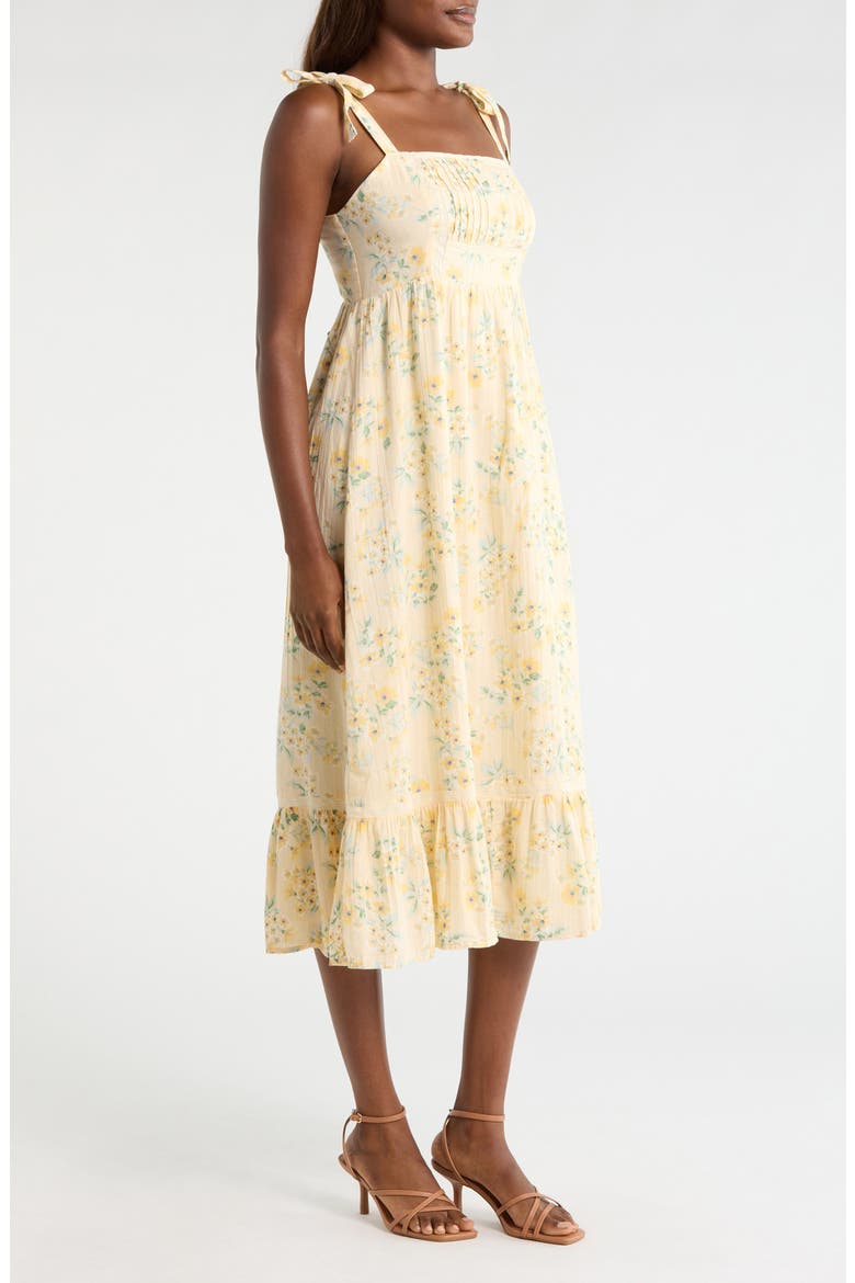 Tie Strap Sleeveless Midi Dress, Alternate, color, YELLOW FLORAL