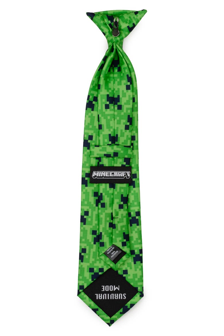 Kids' Minecraft Creeper Clip-On Tie, Alternate, color, GREEN
