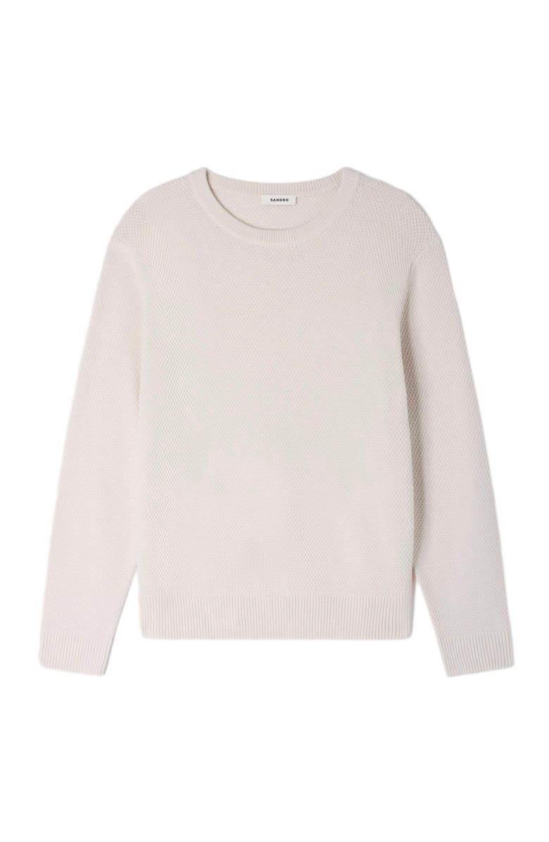 SANDRO Crew-neck sweater in seed stitch, Alternate, color, Ecru