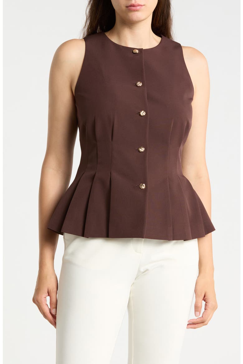 Peplum Darted Vest, Main, color, DARK CHOCOLATE