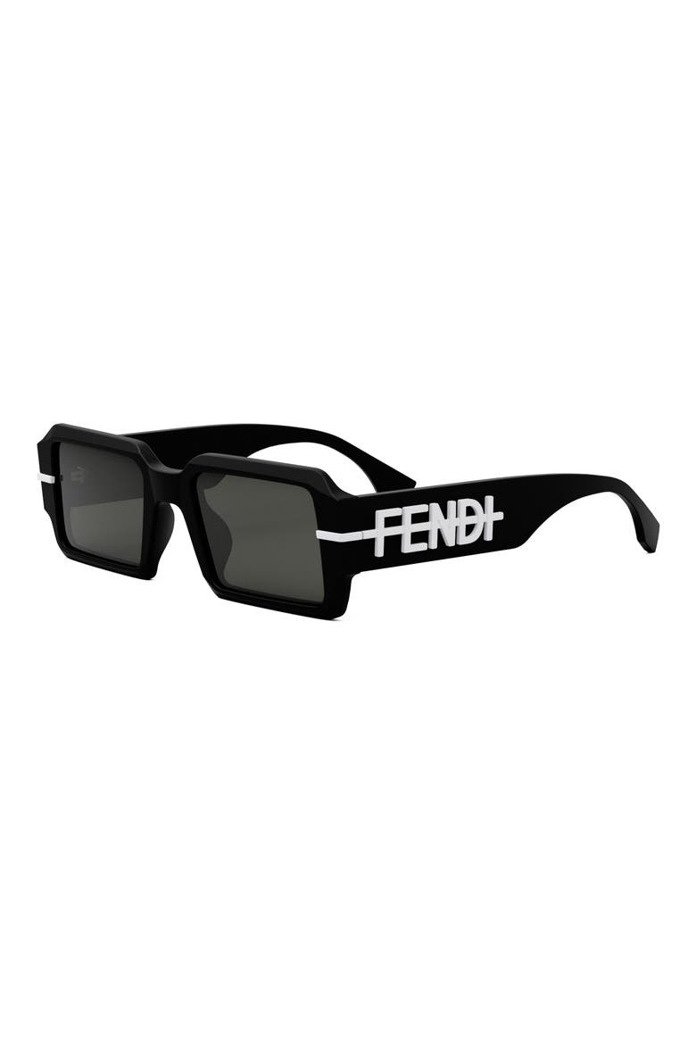 'Fendigraphy 52mm Geometric Sunglasses, Alternate, color, MATTE BLACK / SMOKE