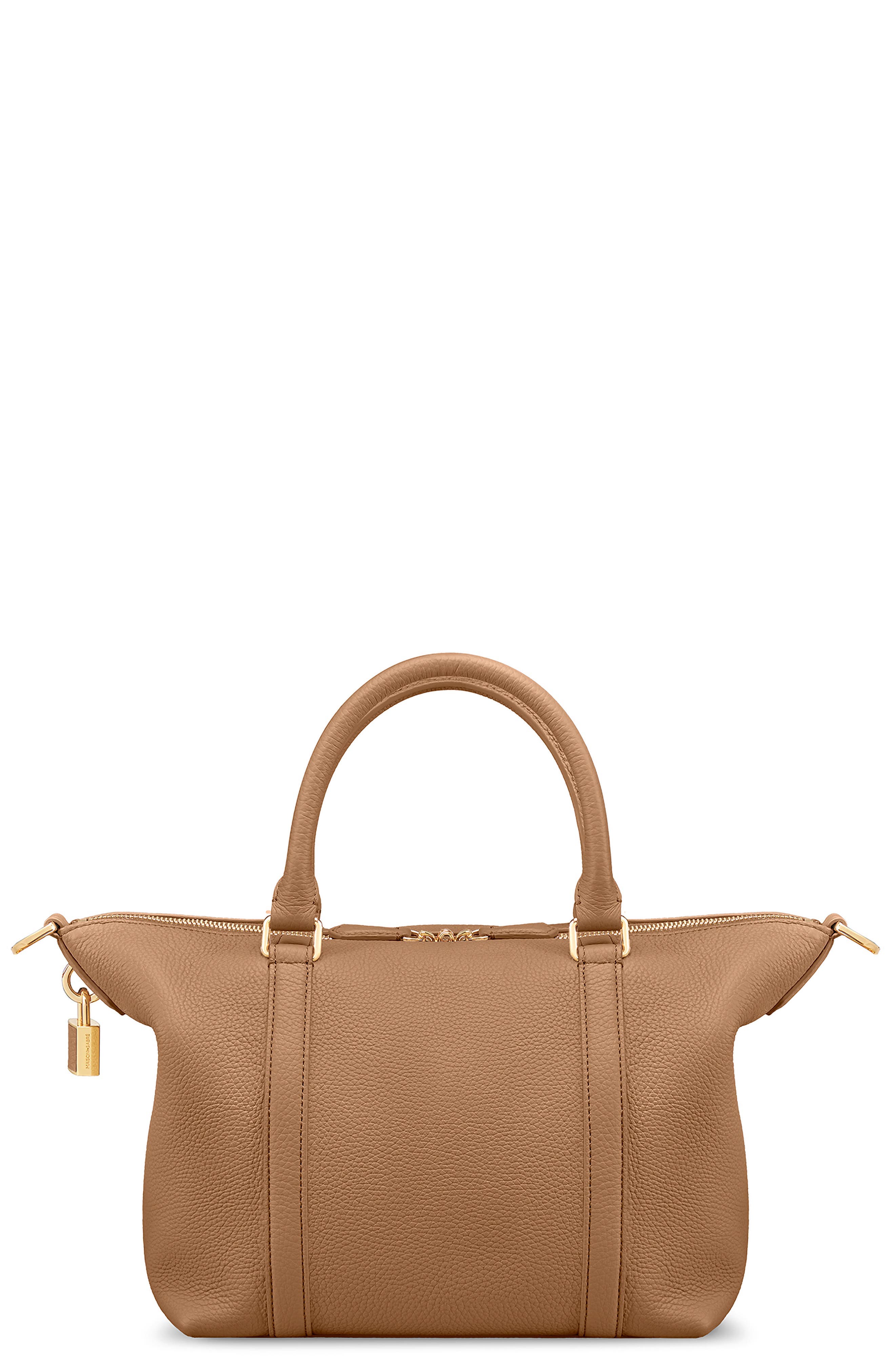 MAISON de SABRÉ Small Leather Weekender Bag, Alternate, color, Sandstone Brown