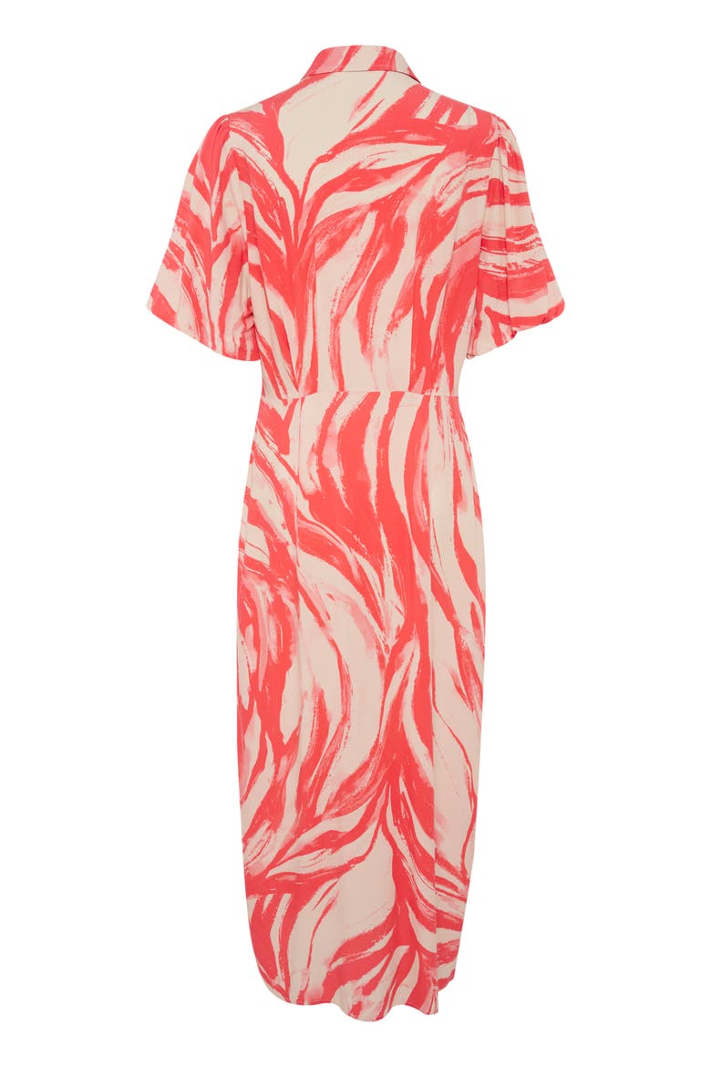 Wynter Midi Half Sleeve Shirt Dress, Alternate, color, Hot Coral Wave