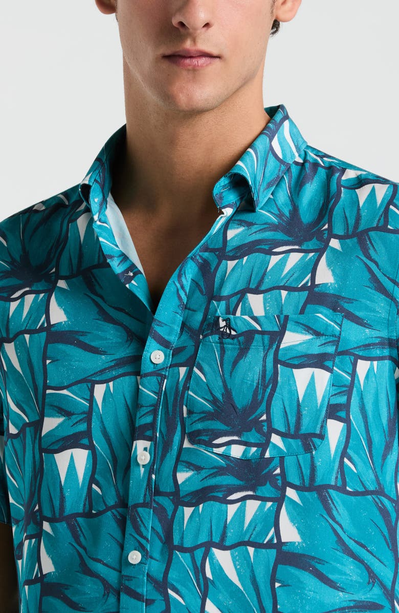 Original Penguin Agave Short Sleeve Button-Up Shirt, Alternate, color, Exotic Plume