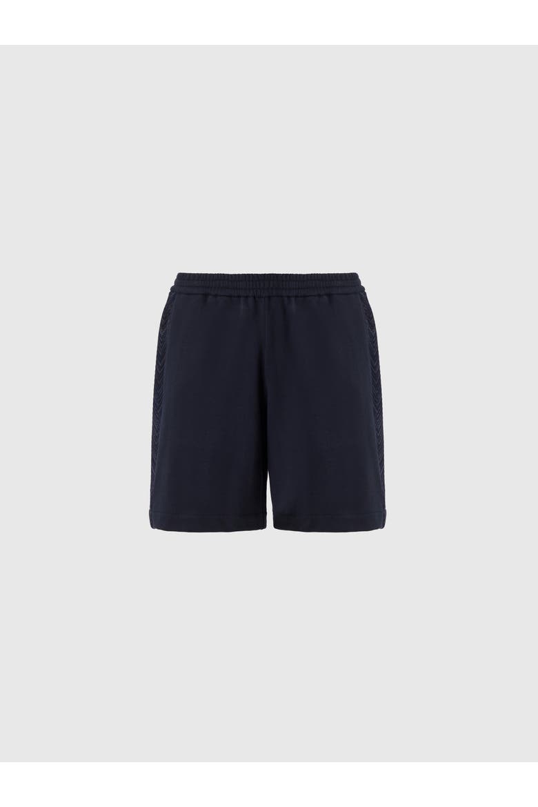 Cotton Fleece Shorts With Knit Inserts, Main, color, Blue
