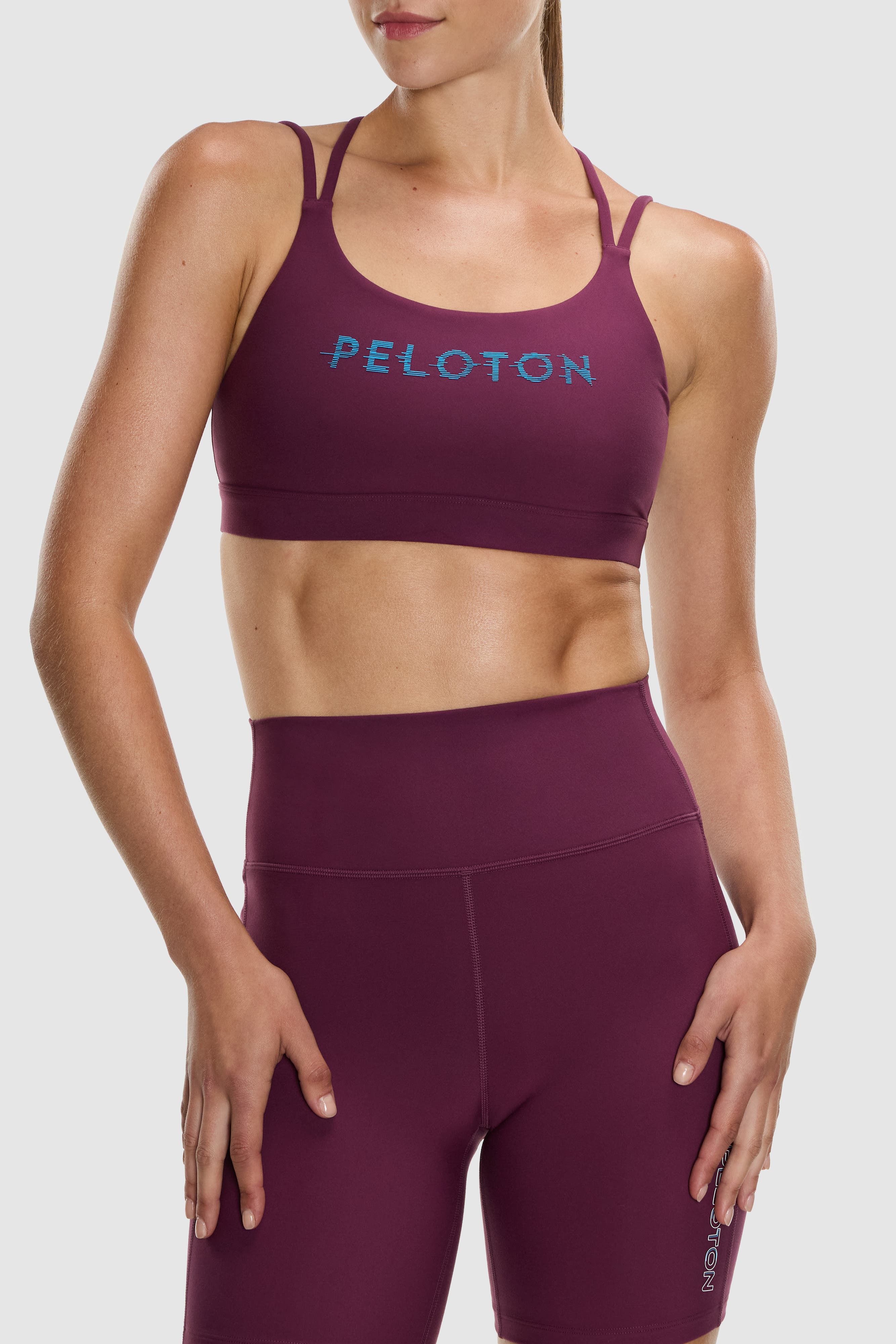 Peloton Cadent Strappy Y Back Bra In Burgundy