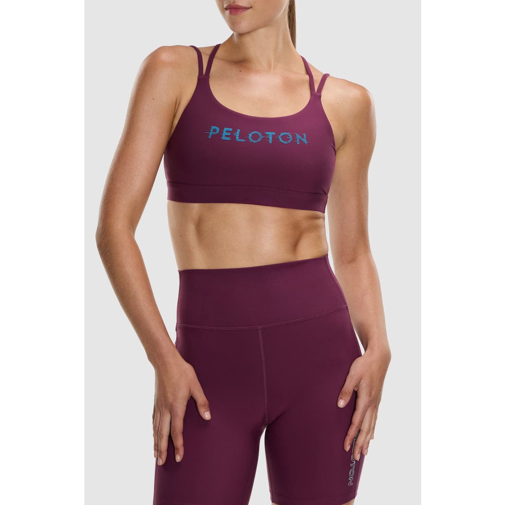 Peloton Cadent Strappy Y Back Bra In Burgundy