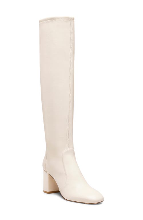 Stuart Weitzman Lucie Knee High Block Heel Boot In White