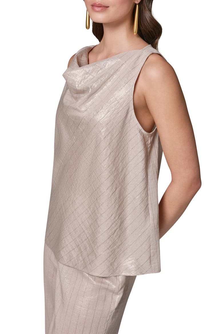 Shine Stripe Cowl Neck Sleeveless Top, Alternate, color, SISAL/ CANYON