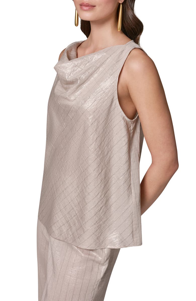Donna Karan New York Shine Stripe Cowl Neck Sleeveless Top, Alternate, color,