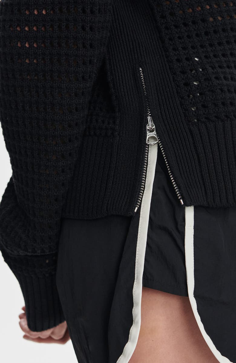 Varley Jody Openwork Cotton Sweater, Alternate, color, Black