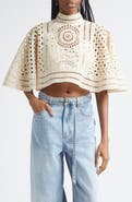 Zimmermann Indra Crop Embroidered Cotton Eyelet Cape