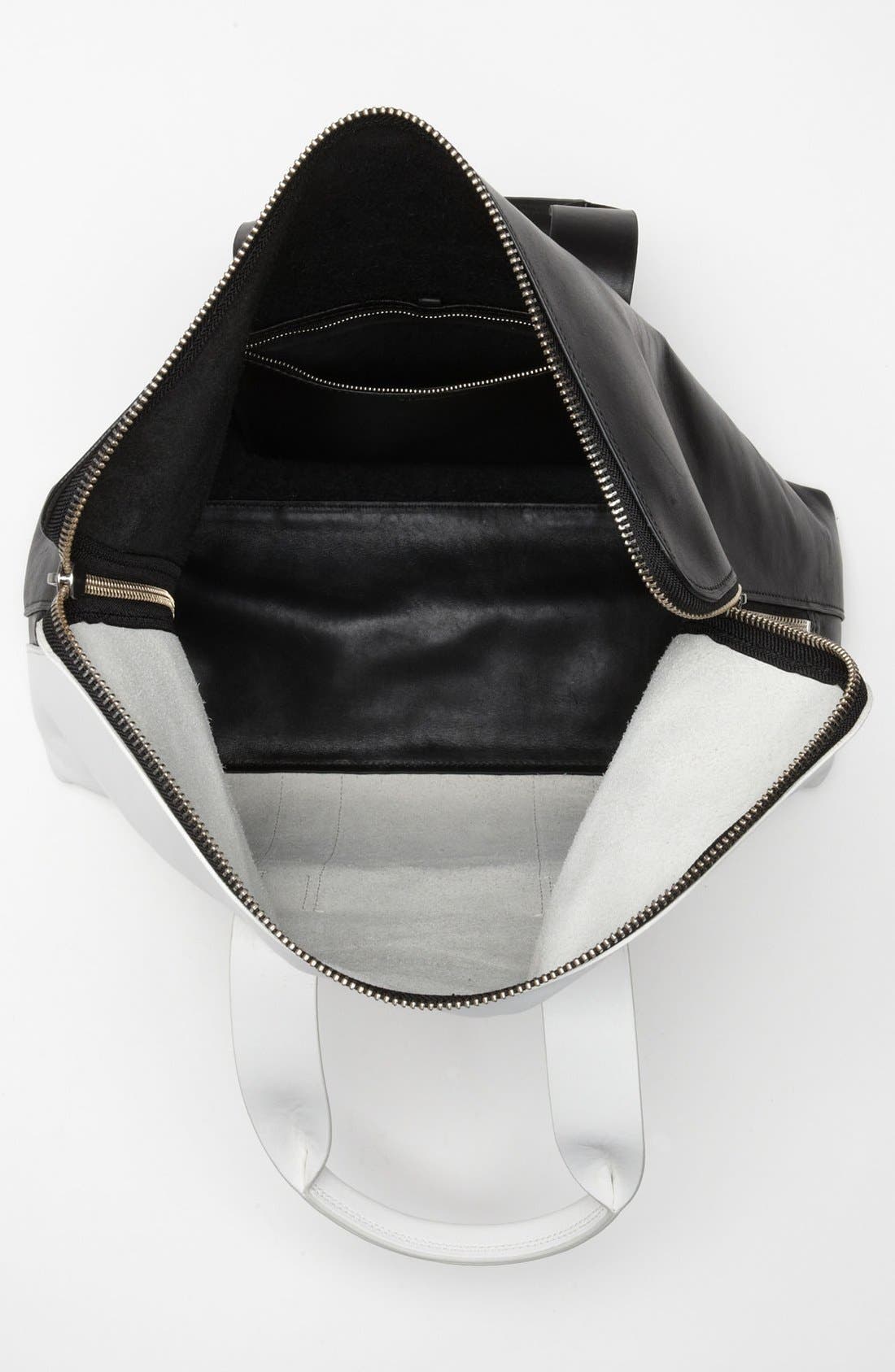 '31 Hour' Leather Tote, Alternate, color, WHITE/ BLACK