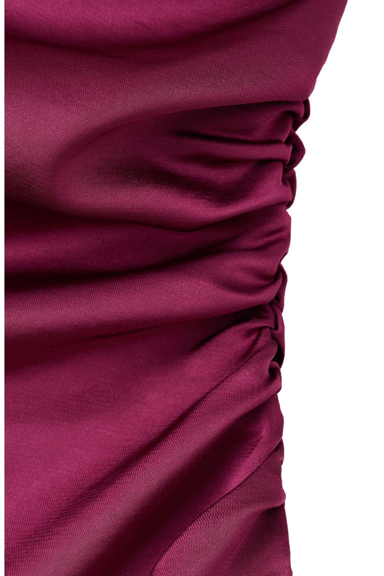 Ruched One-Shoulder Satin Maxi Dress, Alternate, color, FUCHSIA