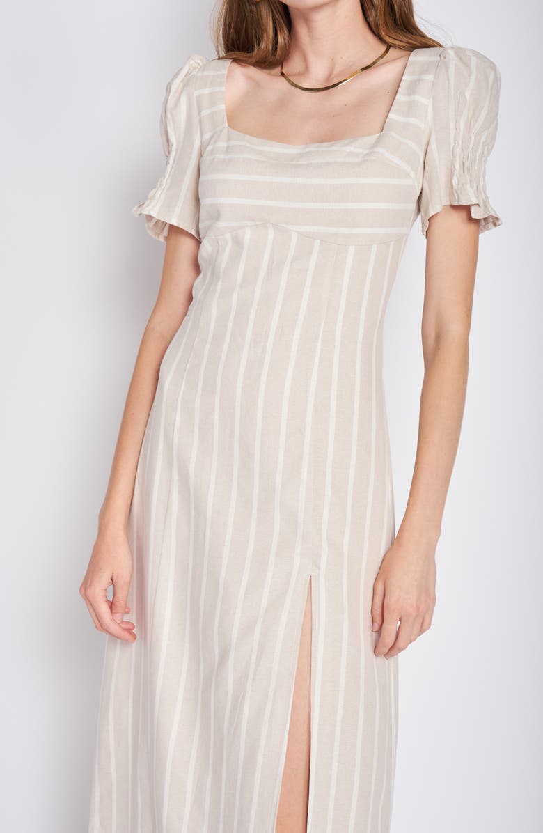 En Saison Stripe Linen Blend Midi Dress, Alternate, color, 