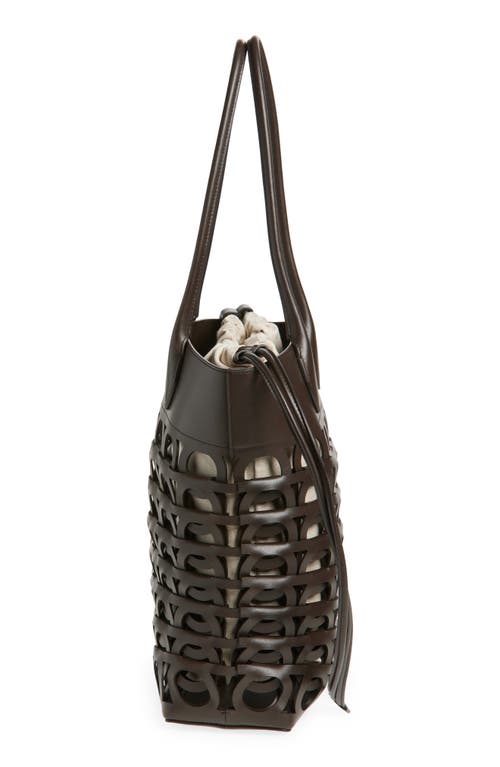 Ferragamo Medium Gancini Perforated Leather Tote In Testa Di M Naturale