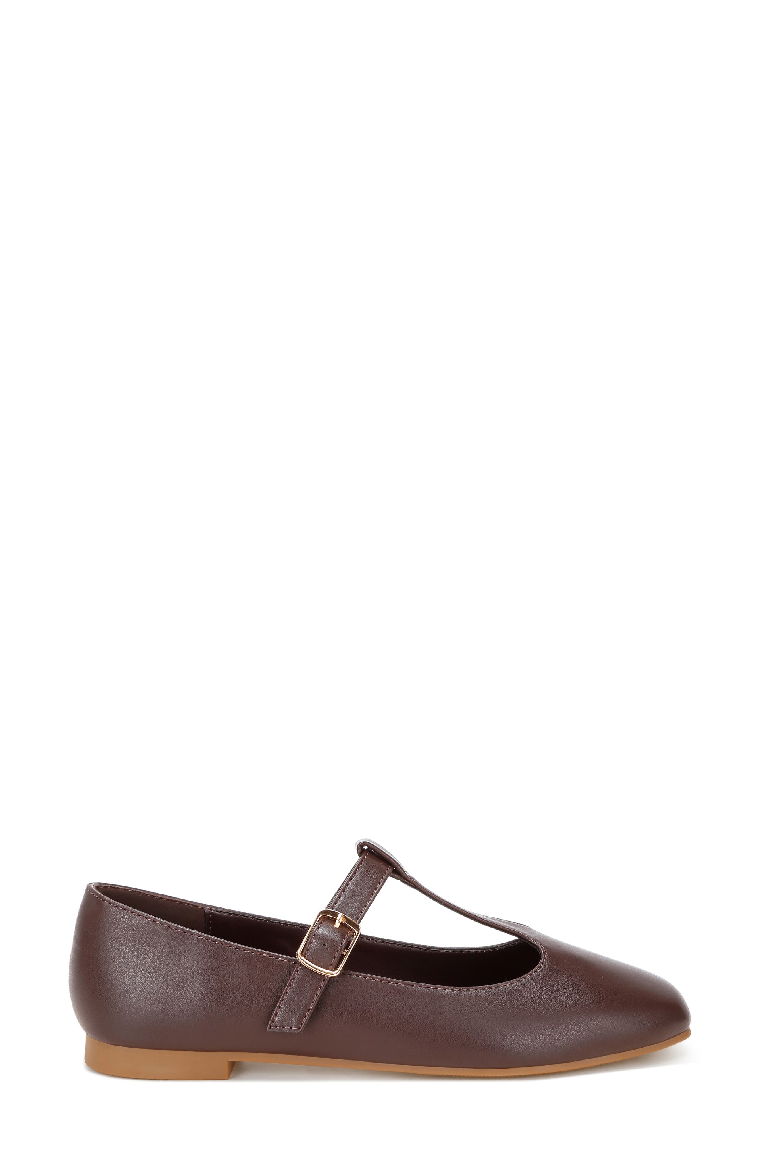 Velsna T-Strap Flat, Alternate, color, BROWN