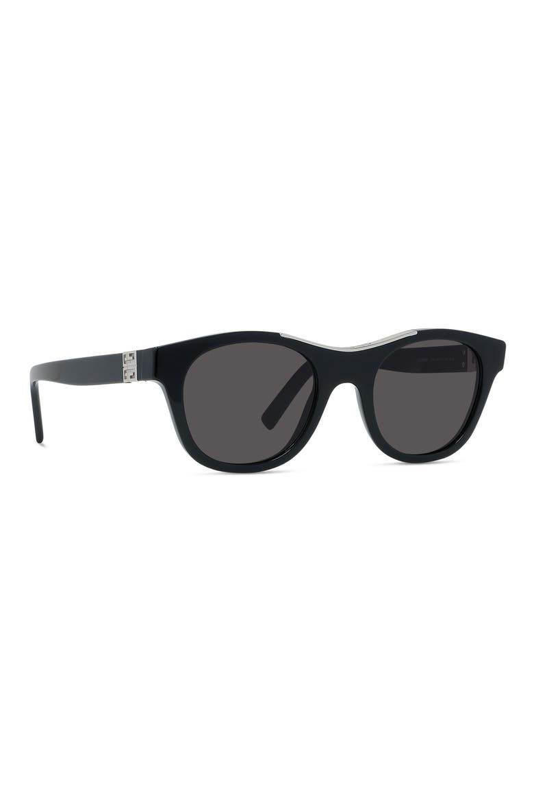 4G 50mm Geometric Sunglasses, Alternate, color, SHINY BLACK / SMOKE