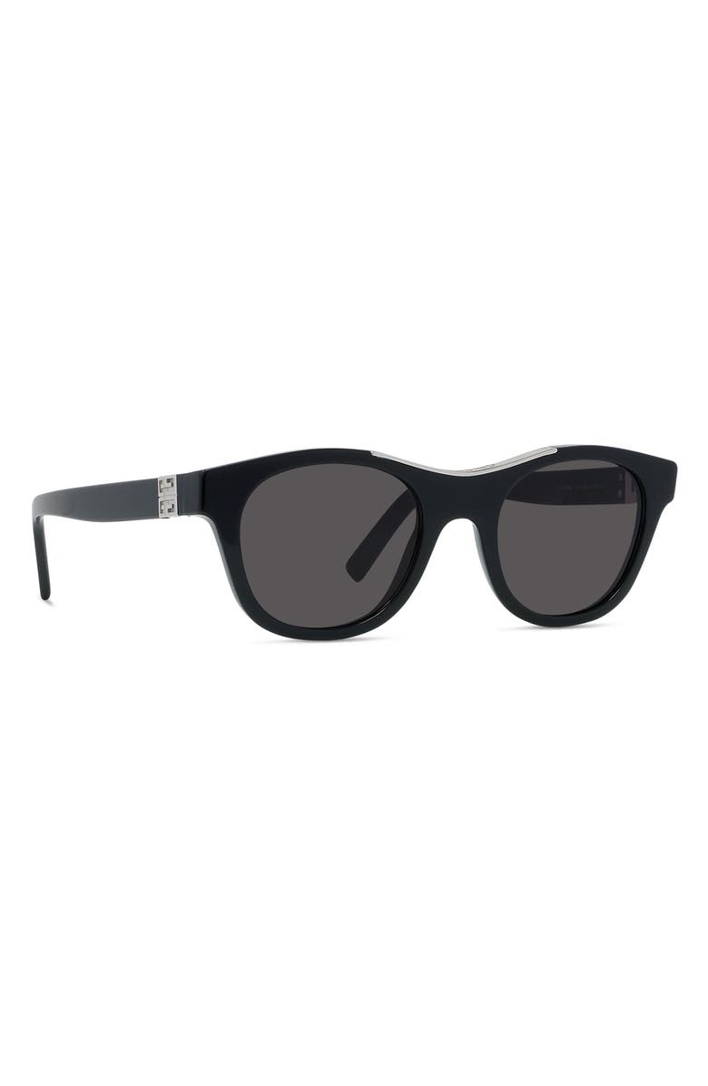 Givenchy 4G 50mm Geometric Sunglasses, Alternate, color, Shiny Black / Smoke