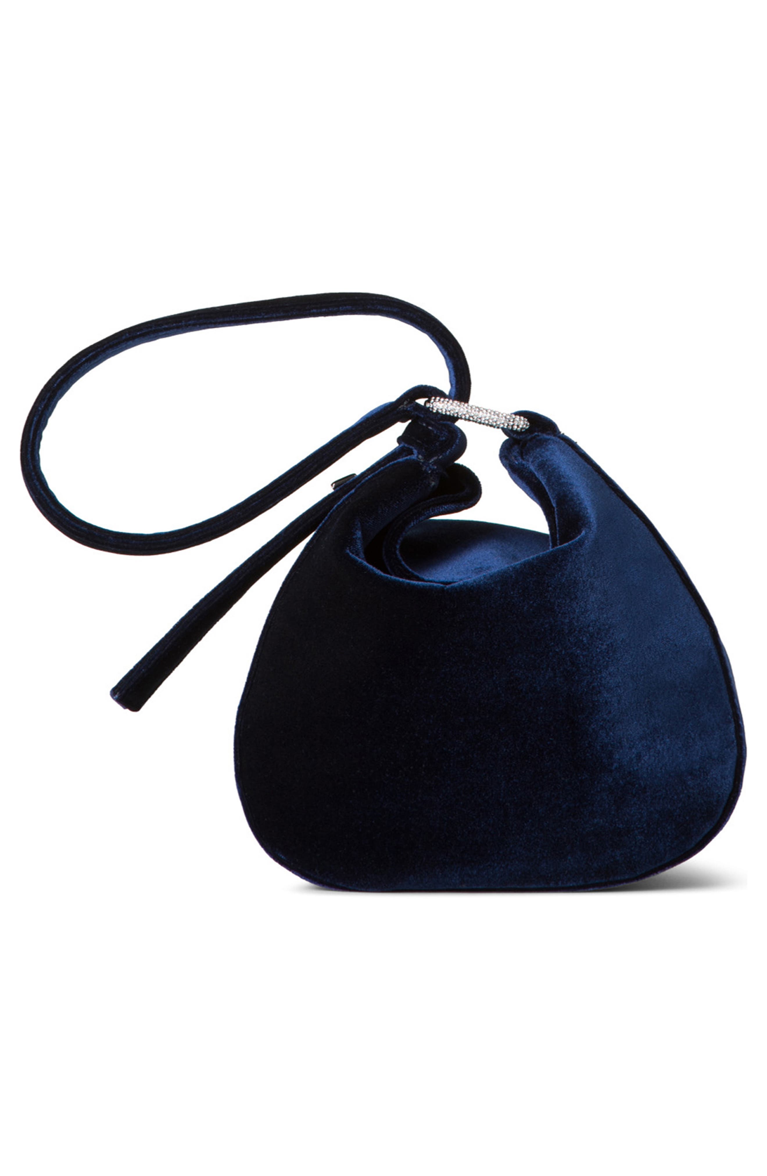 Akris Mini Anna Velvet Hobo Bag, Alternate, color, 078 Denim