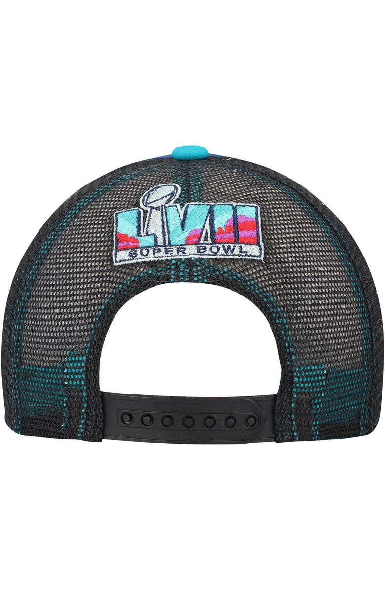Outerstuff Youth Blue/Aqua Super Bowl LVII Foam Front Trucker Snapback Hat, Alternate, color, 