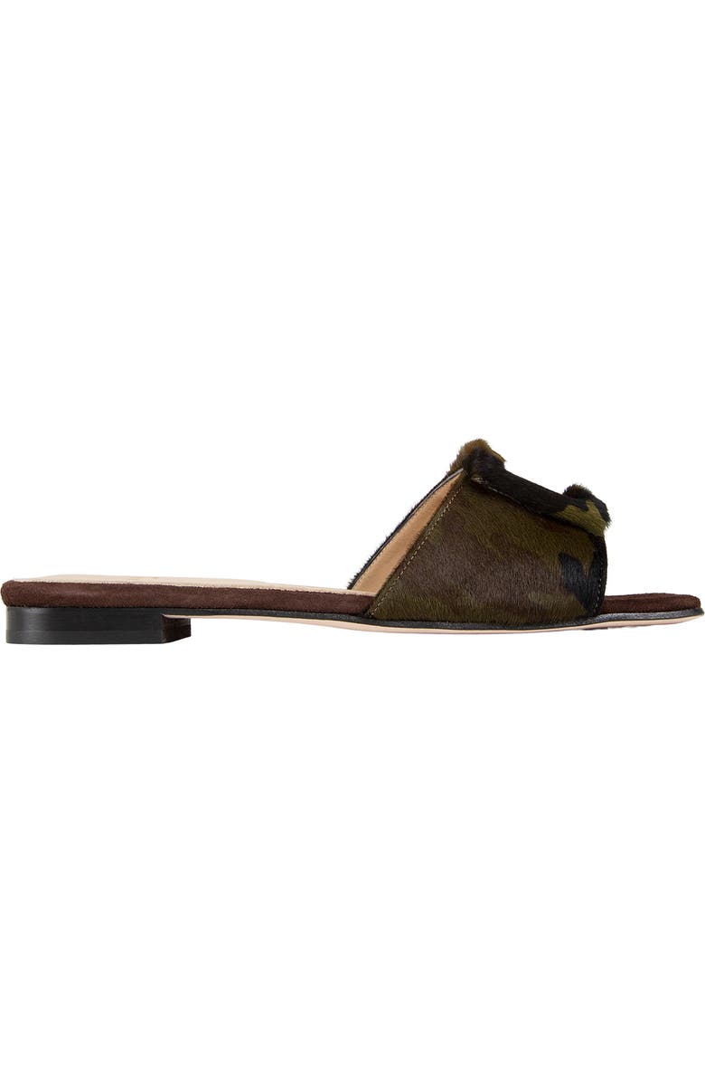 ANN MASHBURN Buckle Detail Camo Calf Hair Slide Sandal, Main, color,