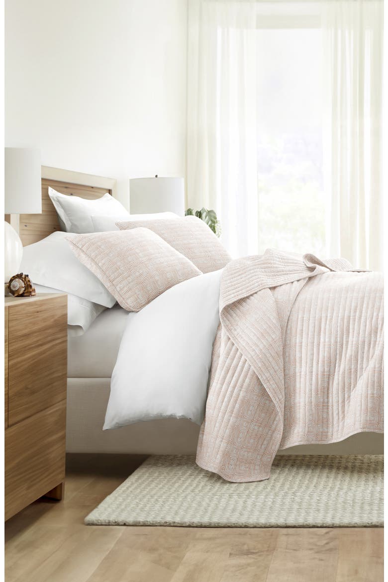 Pattern Reversible Quilt & Sham Set, Alternate, color, APRICOT