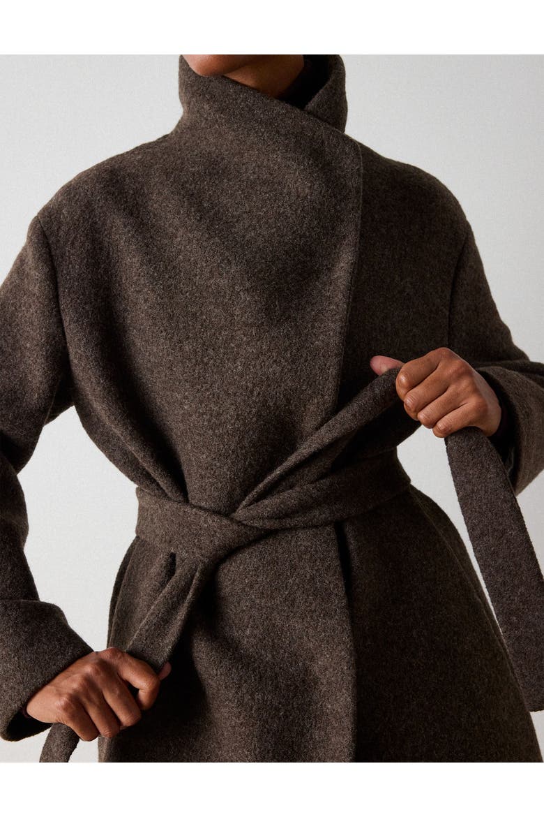 Morgan Wool Funnel Neck Wrap Coat, Alternate, color, Taupe