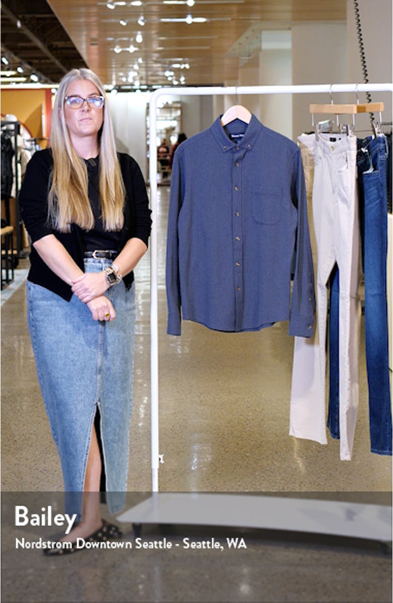 City Trim Fit Solid Stretch Flannel Button-Down Shirt, sales video thumbnail