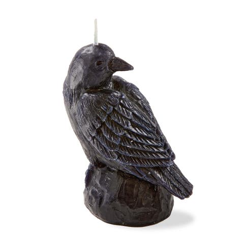 Black Crow Sculpted Candle Halloween Novelty Black Wax