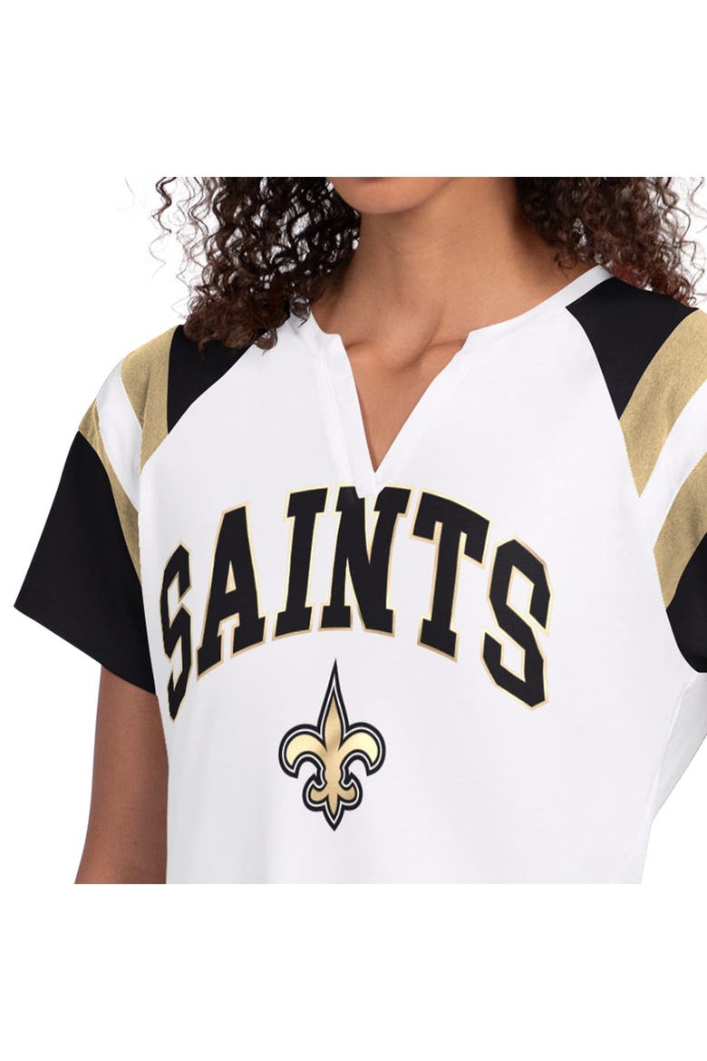 Women's Starter  White New Orleans Saints Game On Notch Neck T-Shirt, Alternate, color, White