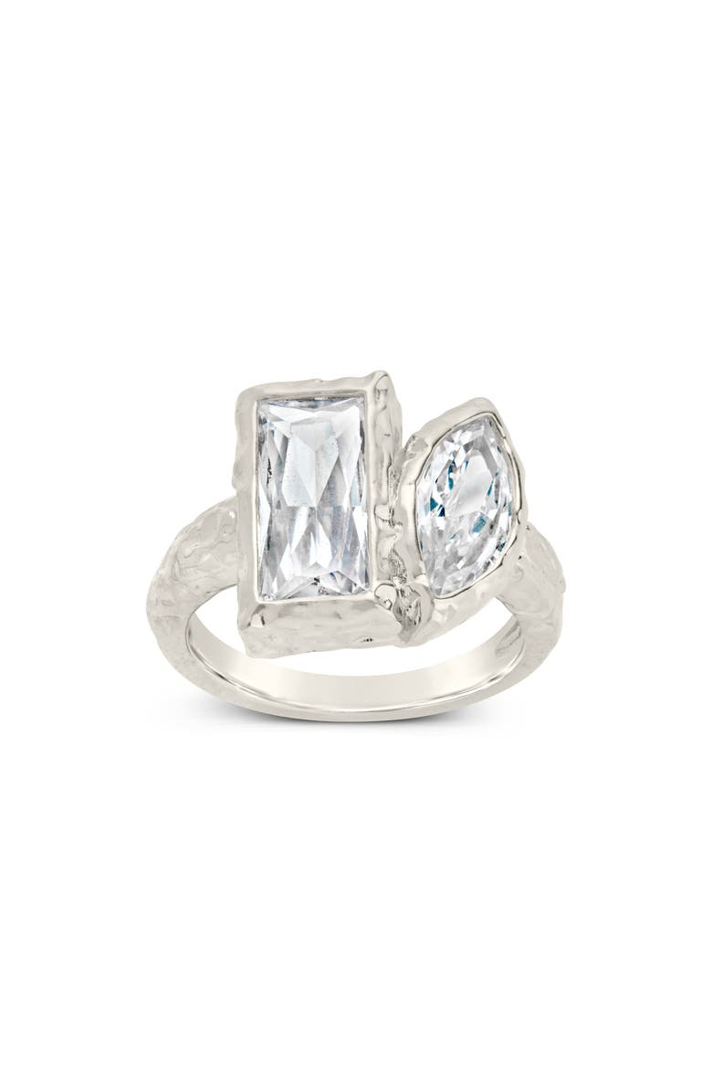 Sterling Forever Tate Cubic Zirconia Molten Ring, Alternate, color, Silver