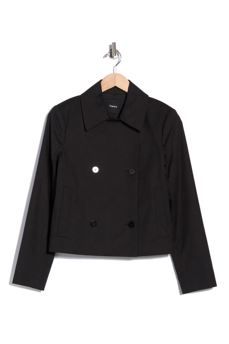 Double Breasted Spread Collar Jacket, Alternate, color, BLACK