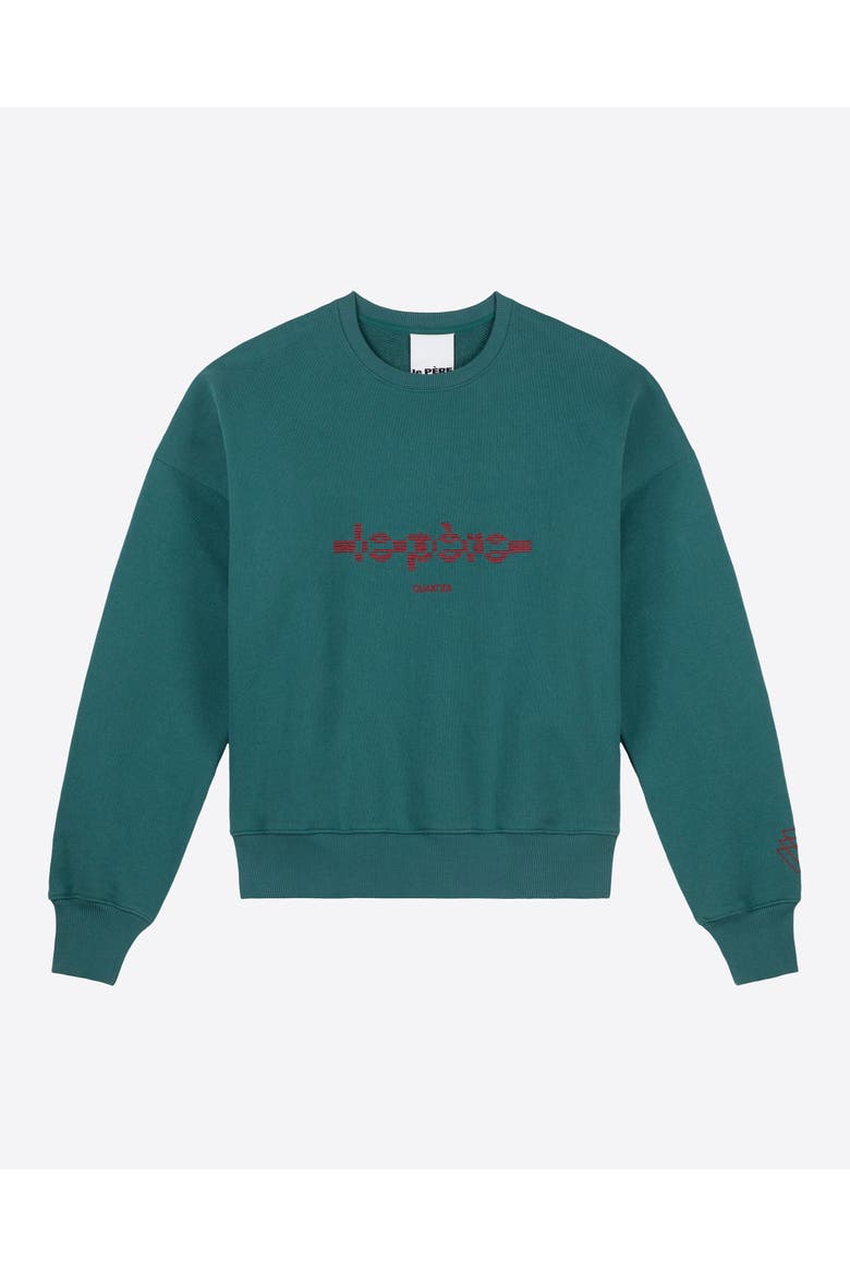 Quartier Hunter Green Loopback Cotton Crewneck Sweatshirt, Main, color, Hunter Green
