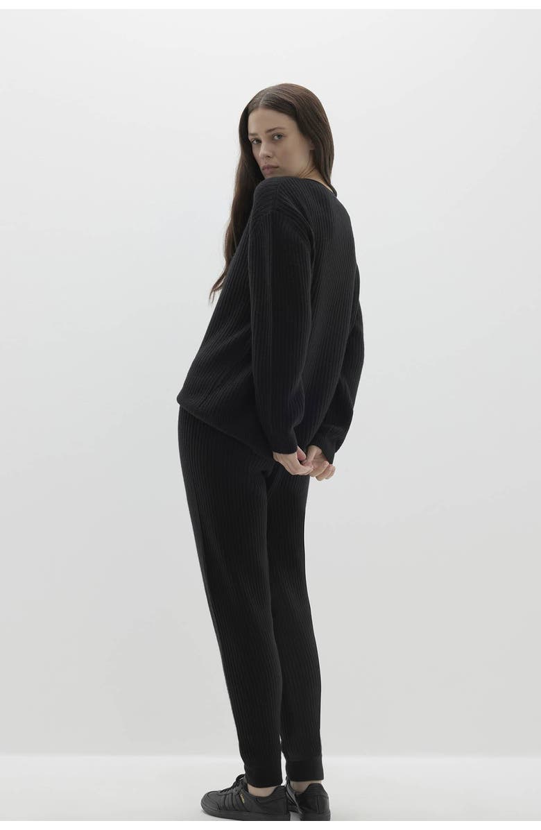 NAKED CASHMERE Heidi Ribbed Jogger Pant, Alternate, color, Black