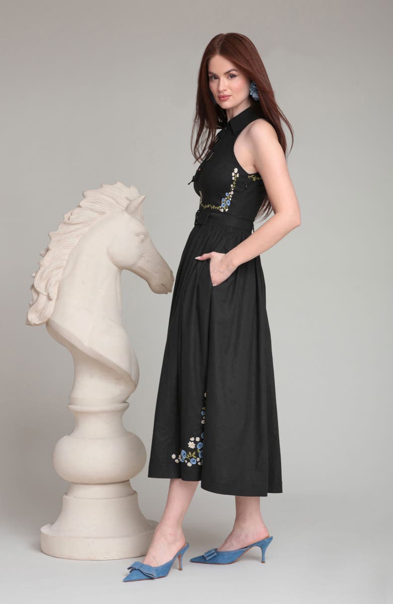 Avec Les Filles Placed Floral Embroidery DRess, Alternate, color, 