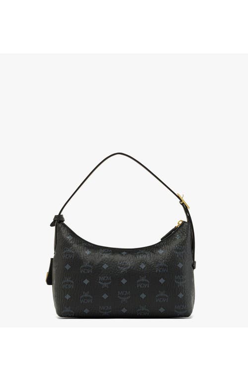 Mcm Aren Visetos Monogram Hobo Bag In Black