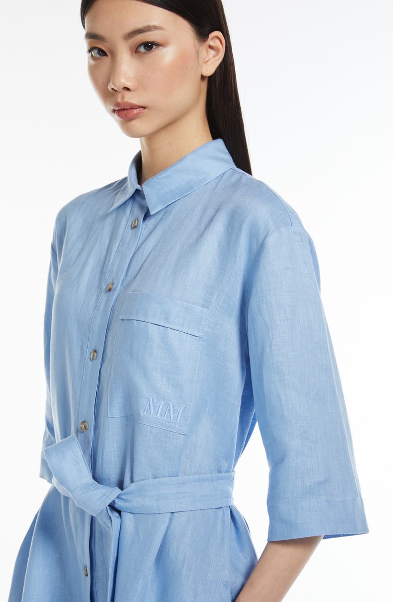 MM by Max Mara Salute Linen Shirtdress, Alternate, color, Light Blue
