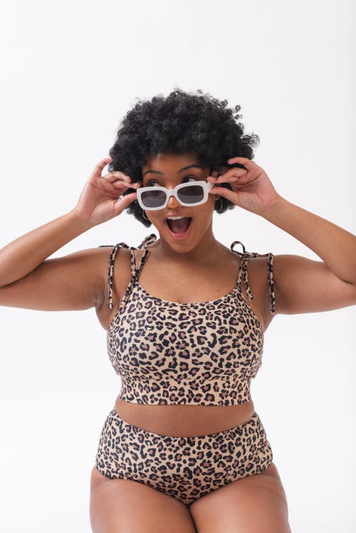 Lime Ricki Swimwear Shoulder-tie Crop Top In Leopard